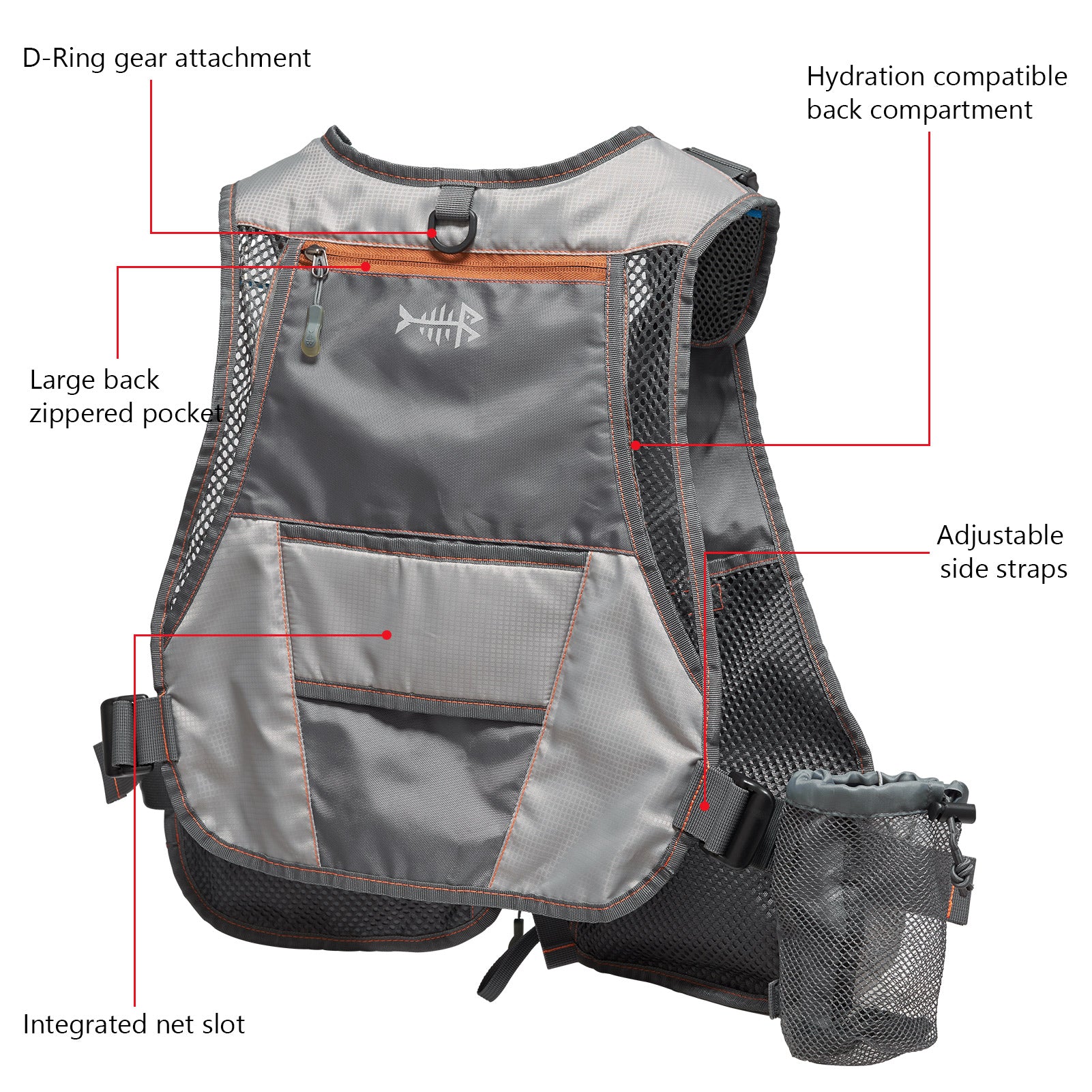 Outdoor Multi-pocket Polyester Fishing Vest With Detachable Back