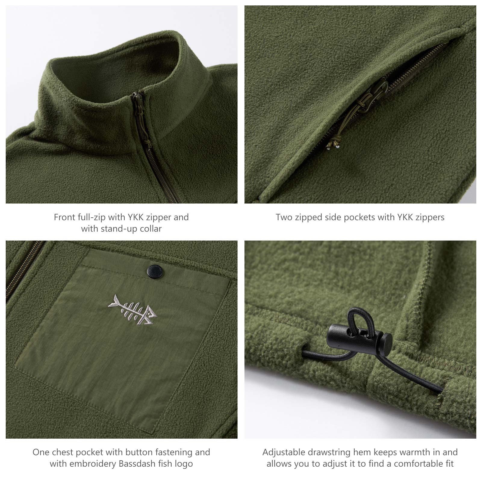 Thicken Fleece Jacket Men, Cozy Fashion Men's Winter Jacket, Windproof  Transition Jacket Men for Outside (Color : Army Green, Size : Large)
