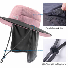 Women's UPF 50+ Sun Hat with Ponytail Hole Neck Flap FH05W - Bassdash