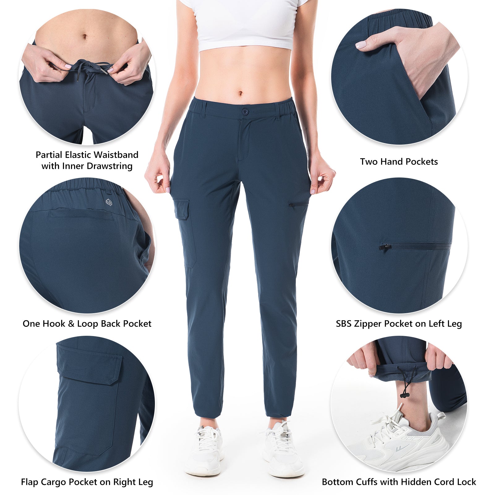 ZORBA Women's Plus Size Hiking Cargo Pants Lightweight Quick Dry