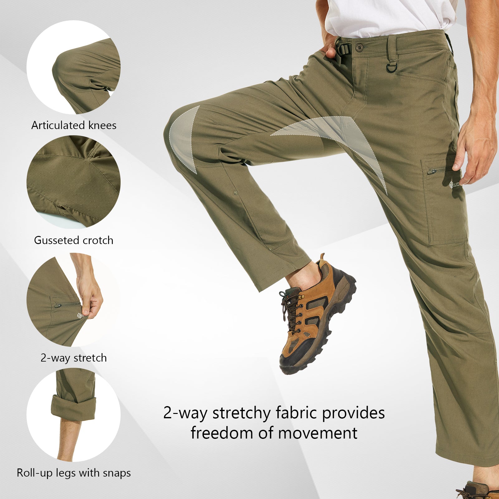 Hiking Pants for Women Lightweight Outdoor Cargo Capri for Athletic Casual  with UPF 50 Quick Dry Zip Pockets