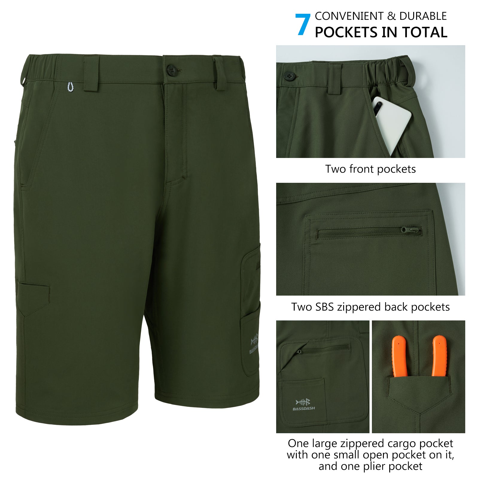 Men's UPF 50 Cargo Shorts Quick Dry Water Resistant FP01M