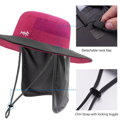 Women's UPF 50+ Sun Hat with Ponytail Hole Neck Flap FH05W - Bassdash