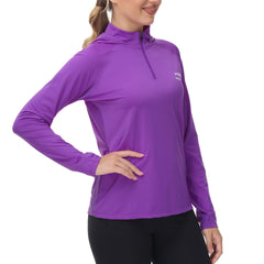 Women’s UPF 50+ Long Sleeve Hoodie Half Zip Shirt - Bassdash