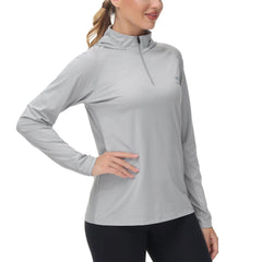 Women’s UPF 50+ Long Sleeve Hoodie Half Zip Shirt - Bassdash