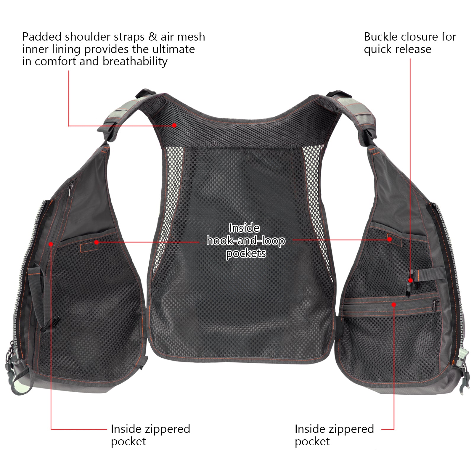 Bassdash FV07 Fly Fishing Vest for Men and Women Adjustable Size with  Detachable Water Bottle Holder