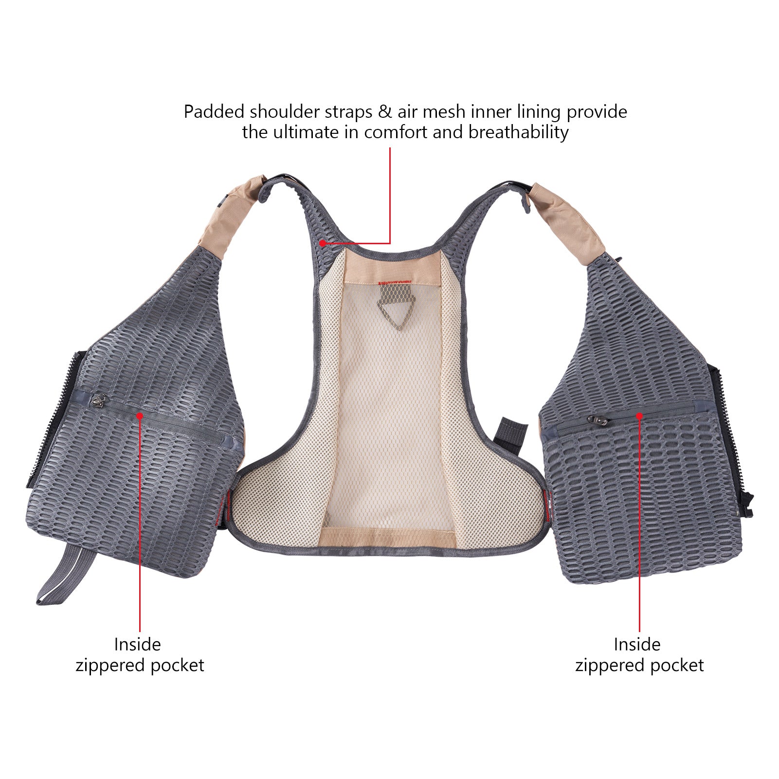 Fly Fishing Vest, Reflective Strips Fishing Gear Mesh Lining 8 Pockets for  Fly Bass for Men