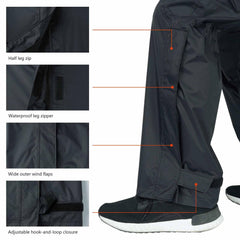 Men’s Complete Breathable Waterproof Rain Pants with 1/2 Zip Legs - Bassdash