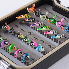 Ice Fishing Lure Kit Glowing Paint Jigs, 24pcs assorted crappie/panfish/perch jigs - Bassdash