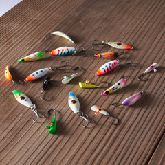 Ice Fishing Lure Kit Glowing Paint Jigs, 18pcs assorted perch/walleye/pike jigs - Bassdash