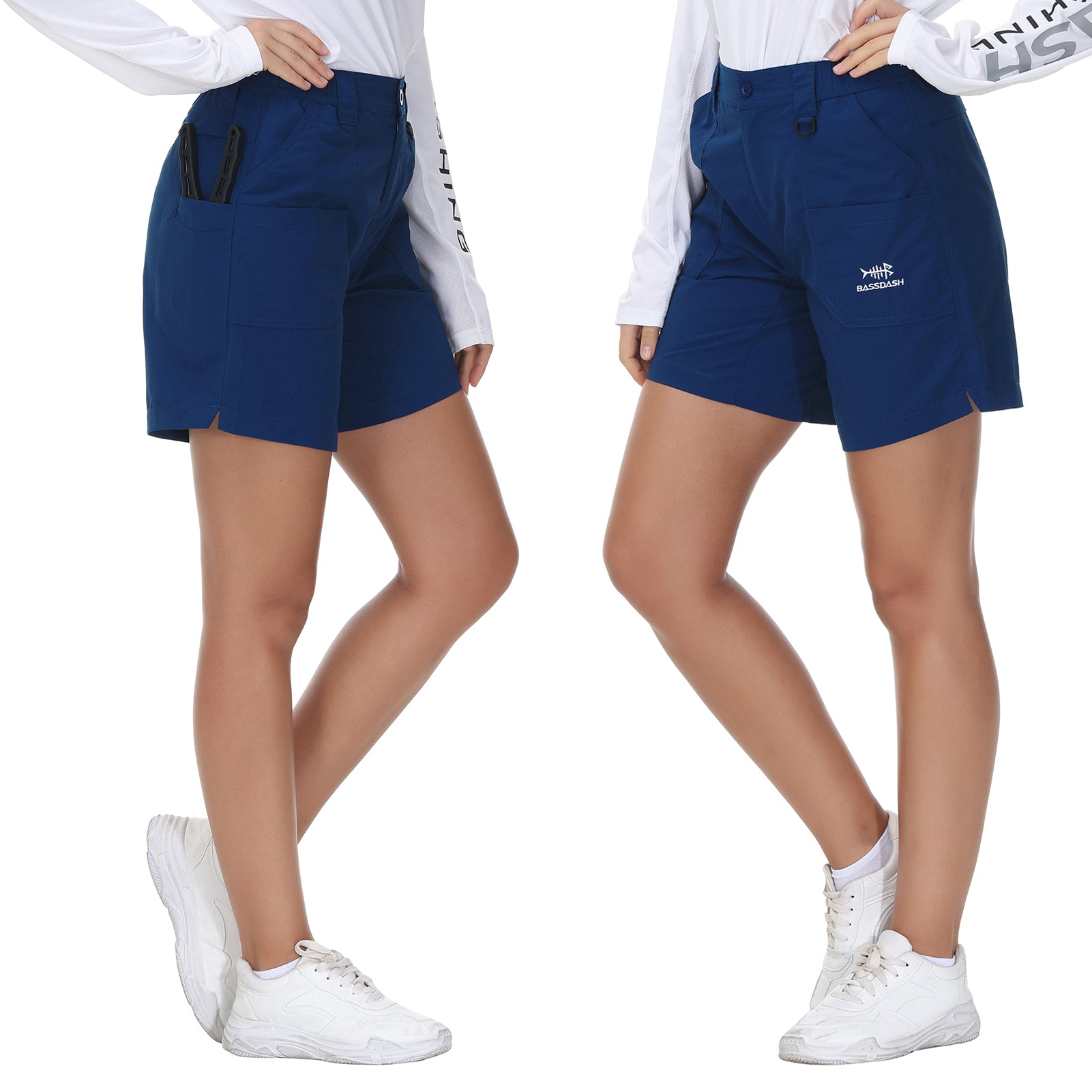 Women's UPF 50+ Quick Dry Fishing Shorts FP03W, Dark Blue / 2X-Large
