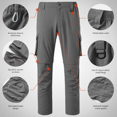 Men’s UPF 50+ Quick Dry Convertible Pants FP02M - Bassdash