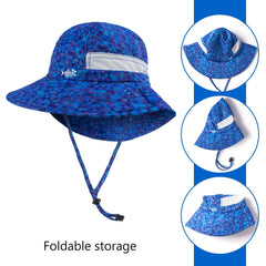 Youth UPF 50+ Sun Hat with Wide Brim Neck Flap Mesh Vent - Bassdash