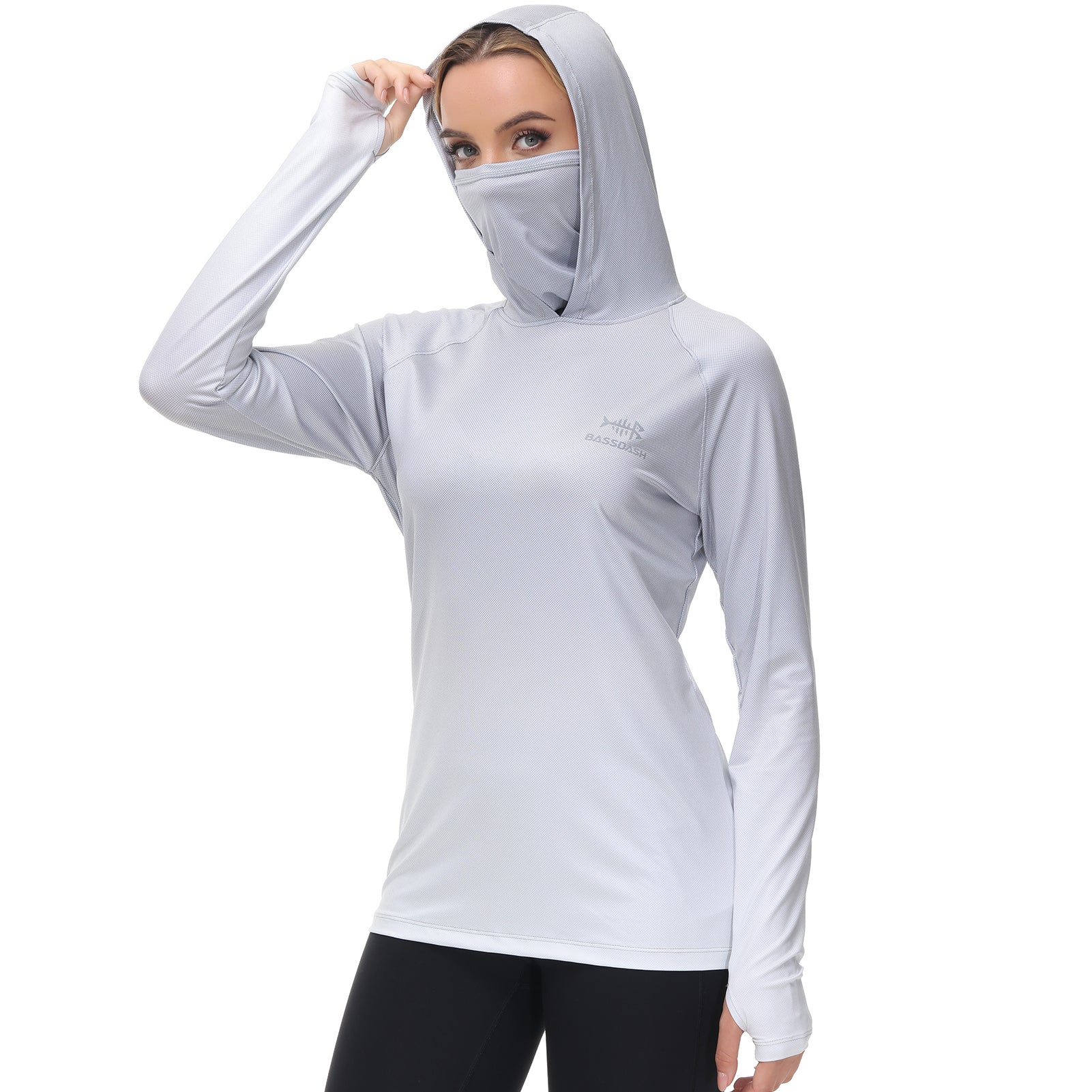Women’s UPF 50+ Long Sleeve Hoodie Half Zip Shirt | Bassdash Fishing Cool Grey / L