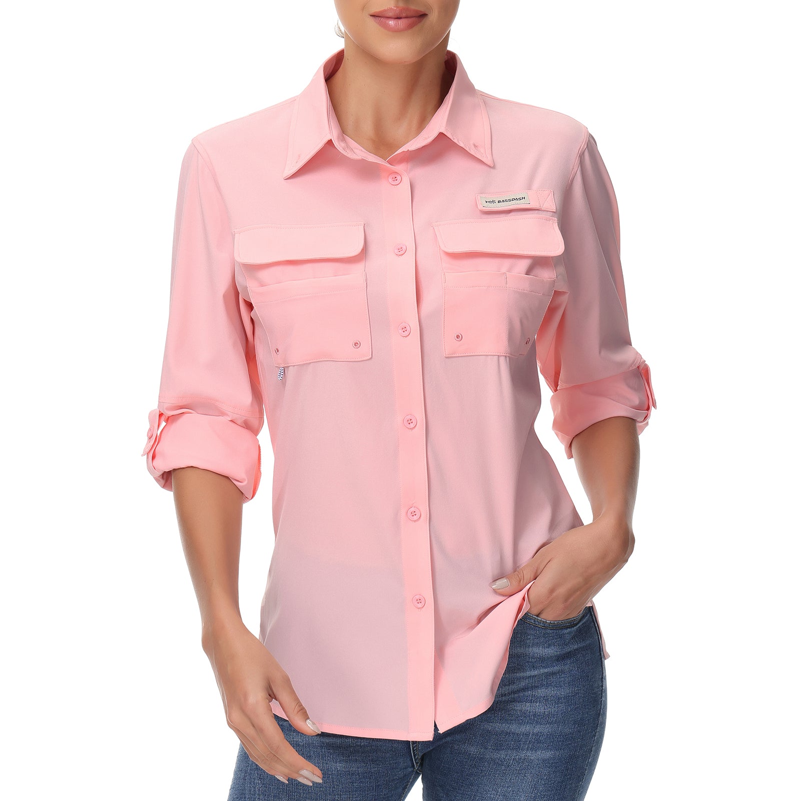 Sun Protection Shirts for Women Button Down | Bassdash Fishing, Peachy Pink / X-Large