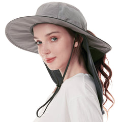 Women's UPF 50+ Sun Hat with Ponytail Hole Neck Flap FH05W - Bassdash