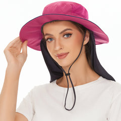 Women's UPF 50+ Sun Hat with Ponytail Hole Neck Flap FH05W - Bassdash