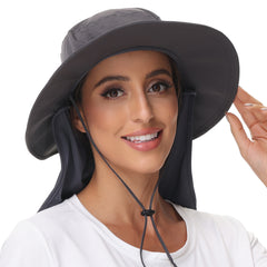 Women's UPF 50+ Sun Hat with Ponytail Hole Neck Flap FH05W - Bassdash