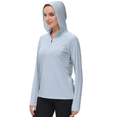 Women’s UPF 50+ Long Sleeve Hoodie Half Zip Shirt - Bassdash