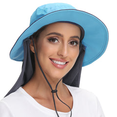 Women's UPF 50+ Sun Hat with Ponytail Hole Neck Flap FH05W - Bassdash