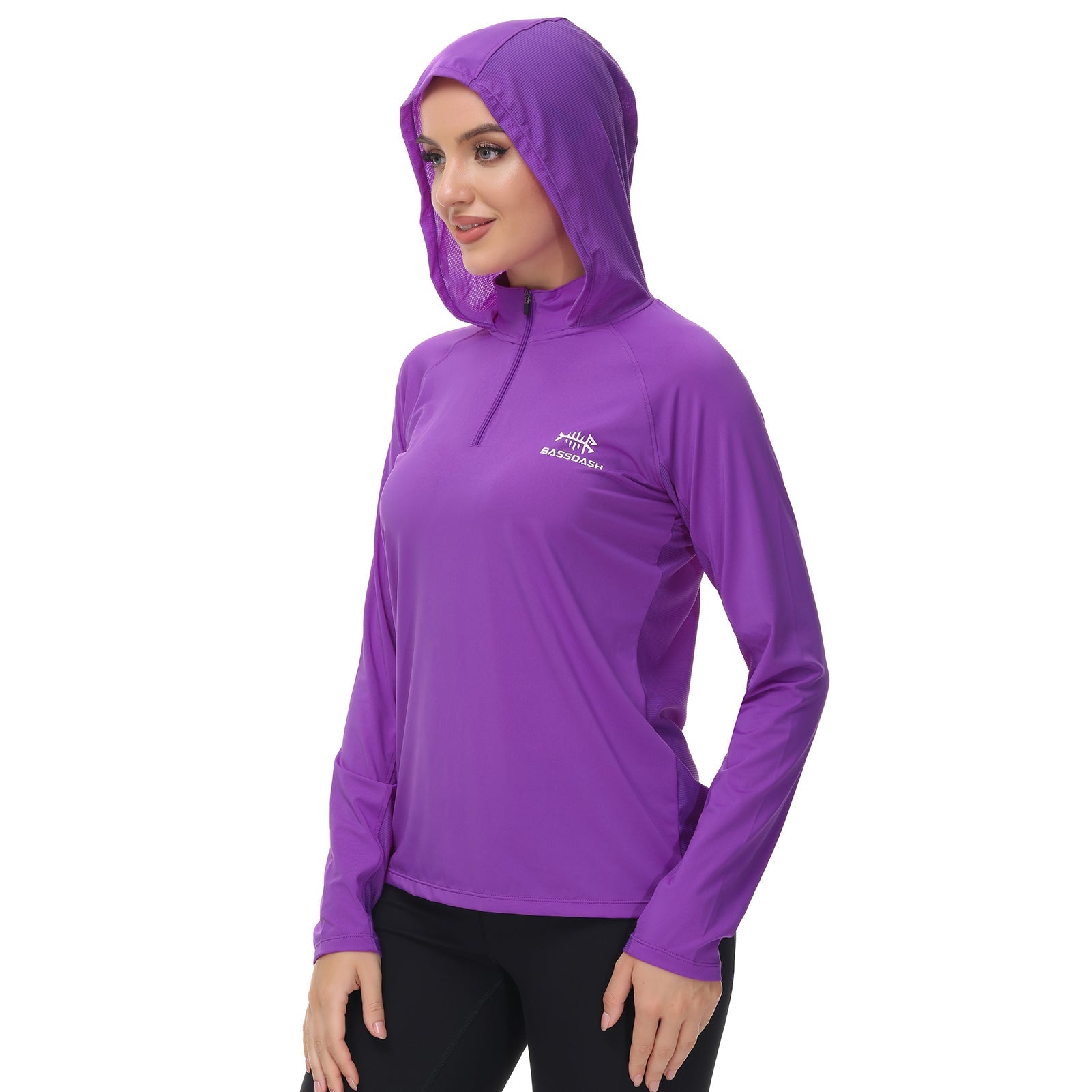 Women's UPF 50+ Long Sleeve Hoodie Half Zip Shirt