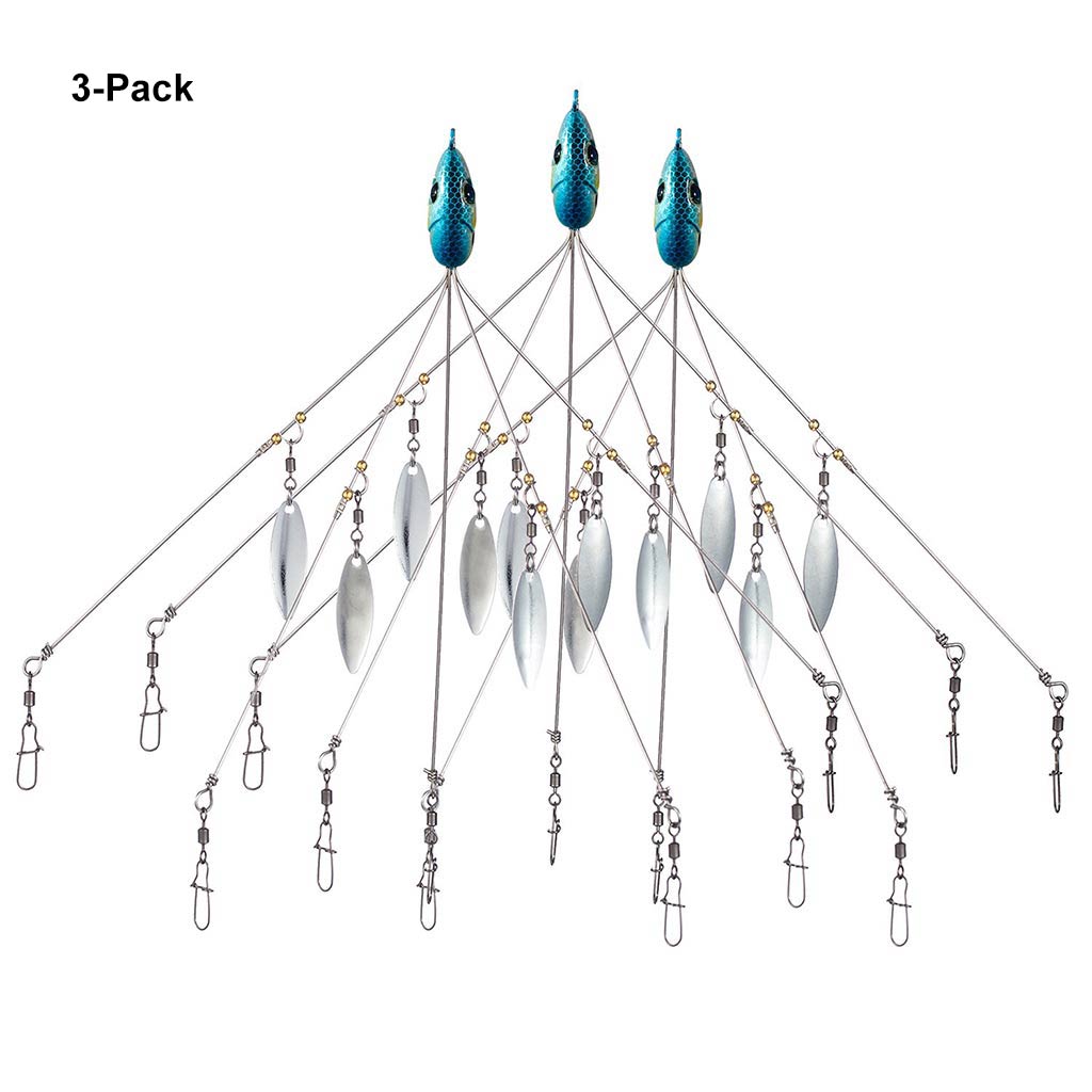 3-Pack Umbrella Alabama Fishing Rig with 5 Arms - Spotted blue