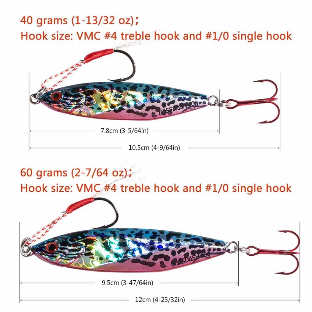 Bassdash Shadow Vertical Jigs Slow Jigging Lures For Saltwater Freshwater  Fishing 40/60 Grams
