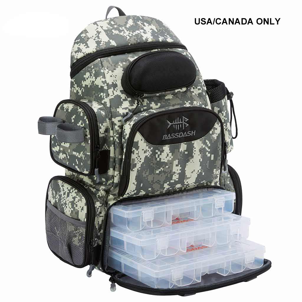 Bassdash Waterproof 3600 Tackle Backpack With Rod Holder Tactical