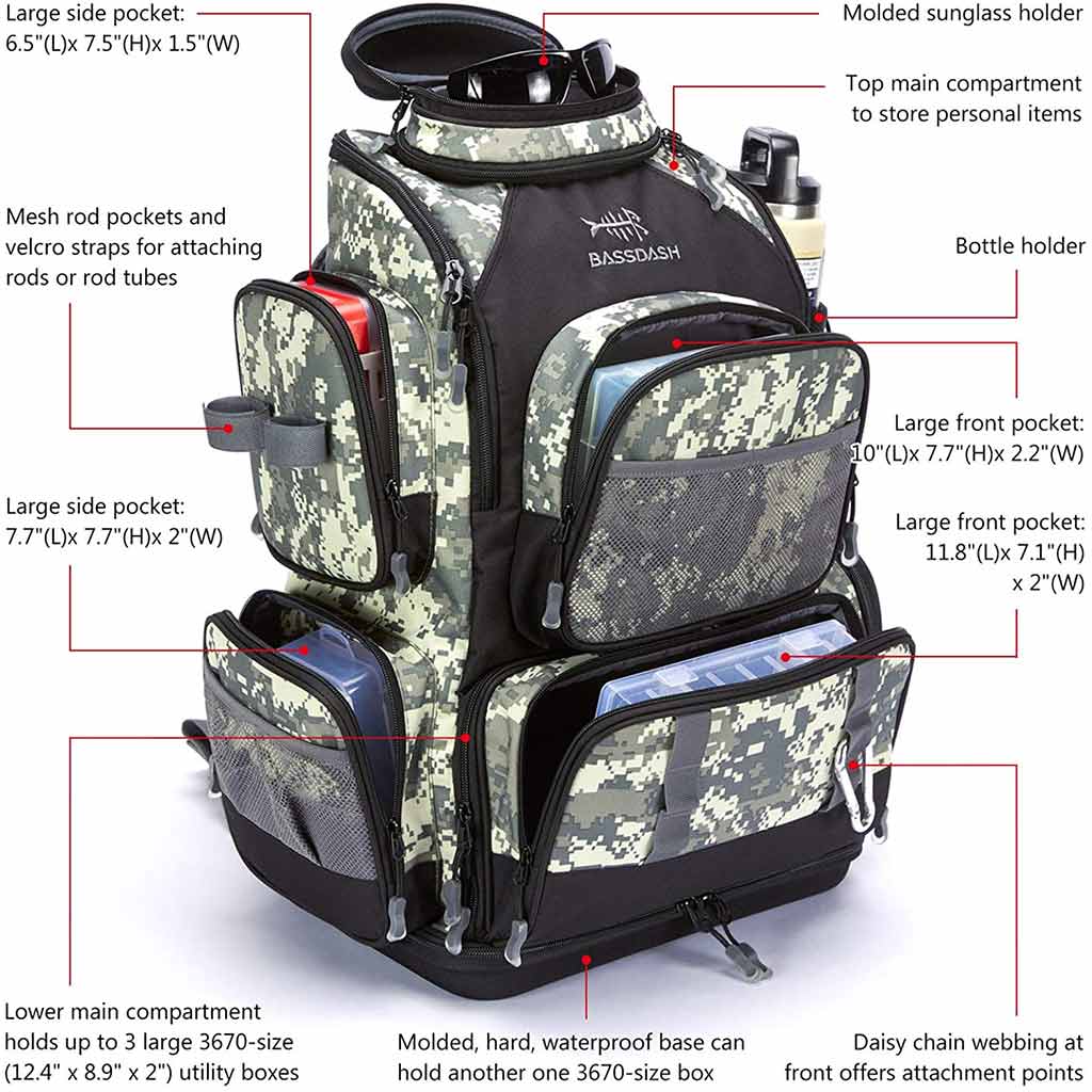 Water Resistant Fishing Tackle Backpack [3670] Tactical Bag