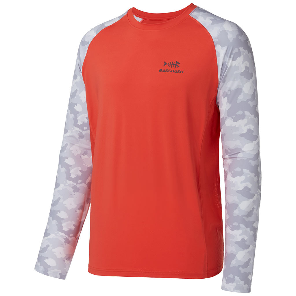 Bassdash Fishing Shirt with camo sleeve review, - Fabric: breathable,  advanced Knitted UV protection. No pilling, no shrinkage and excellent  color retention wash after wash - Rating UPF 50+ fabric