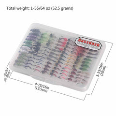 96 Pcs Fly Fishing Lure Assorted Nymphs Kit with Fly Box - Bassdash