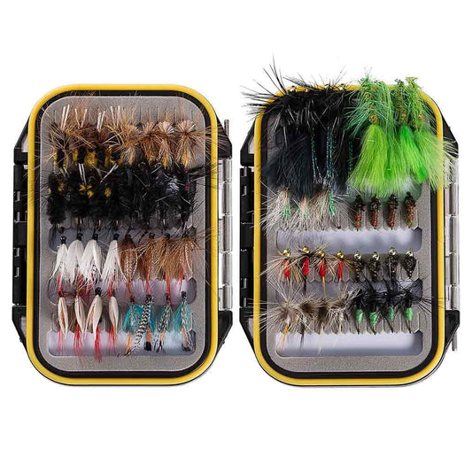 64 Pcs Fly Fishing Lure Flies Kit with Waterproof Fly Box - Bassdash