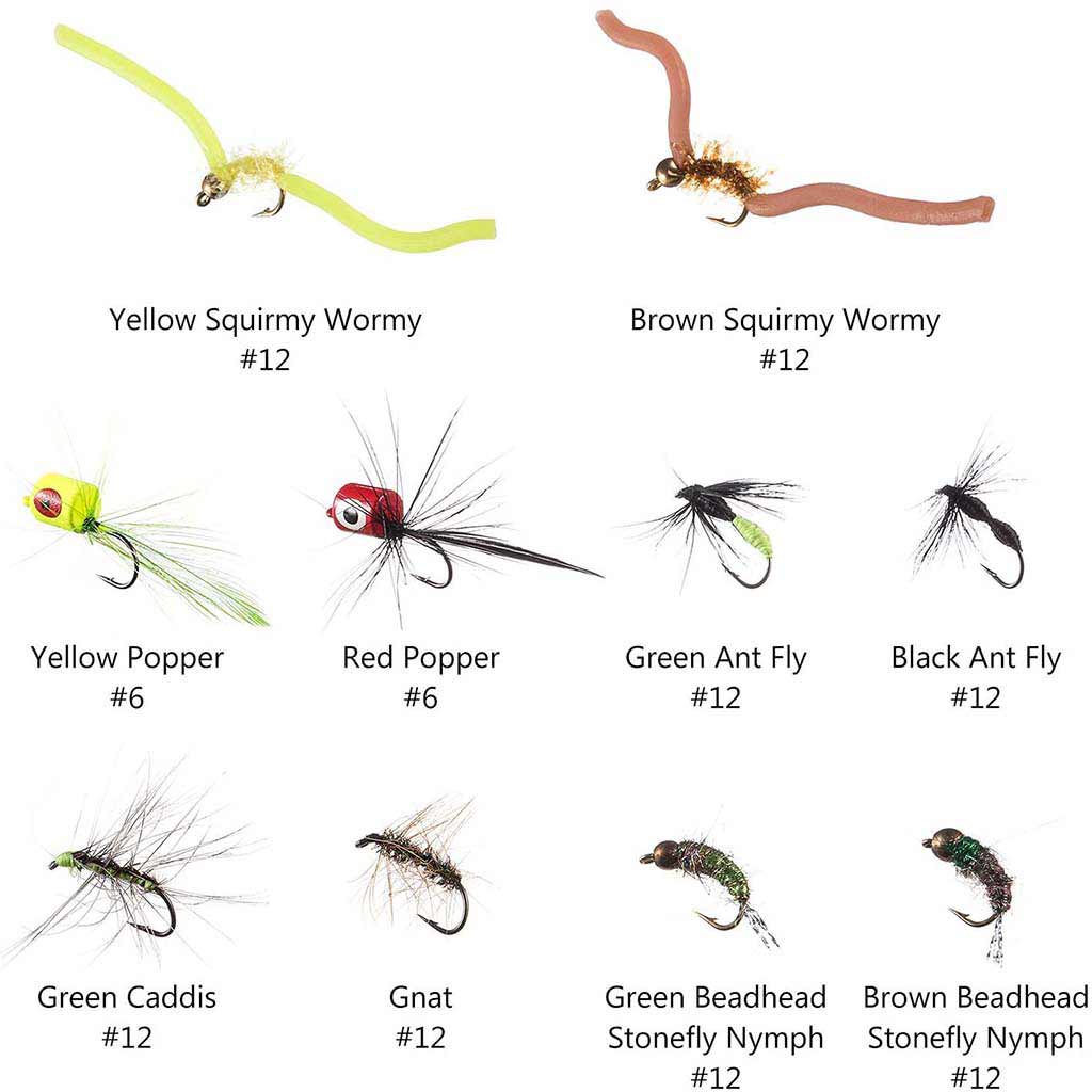 Squirmy Wormy, 12 Fly Fishing Lures with Bead Head, Size 12, Ideal for  Trout, Bass, Steelhead, Salmon and Other Freshwater Fish