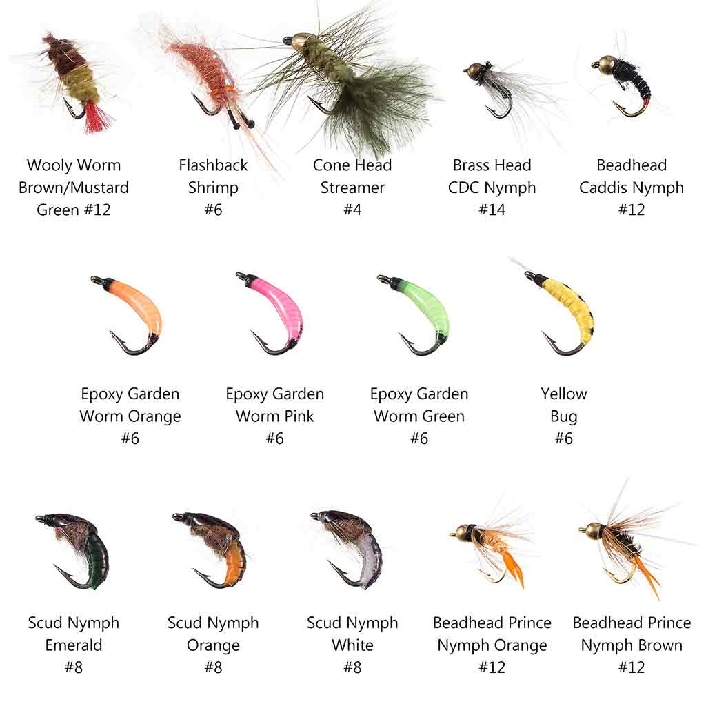 Trout Fishing Flies, 50 Pack Weighted Lures and Nymph Flies, Mixed Size  10/12