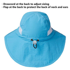 Youth UPF 50+ Sun Hat with Wide Brim Neck Flap Mesh Vent - Bassdash