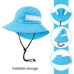 Youth UPF 50+ Sun Hat with Wide Brim Neck Flap Mesh Vent - Bassdash