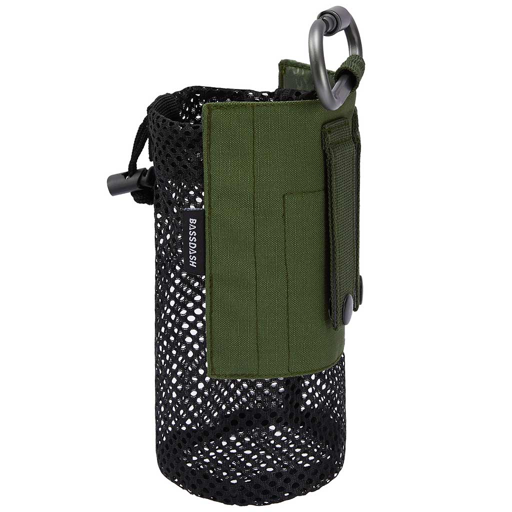 Bassdash Tactical Molle Water Bottle Pouch with Carabiner Foldable Mesh  Holder Bag for Travel Fishing Hunting Hiking Outdoor Activities