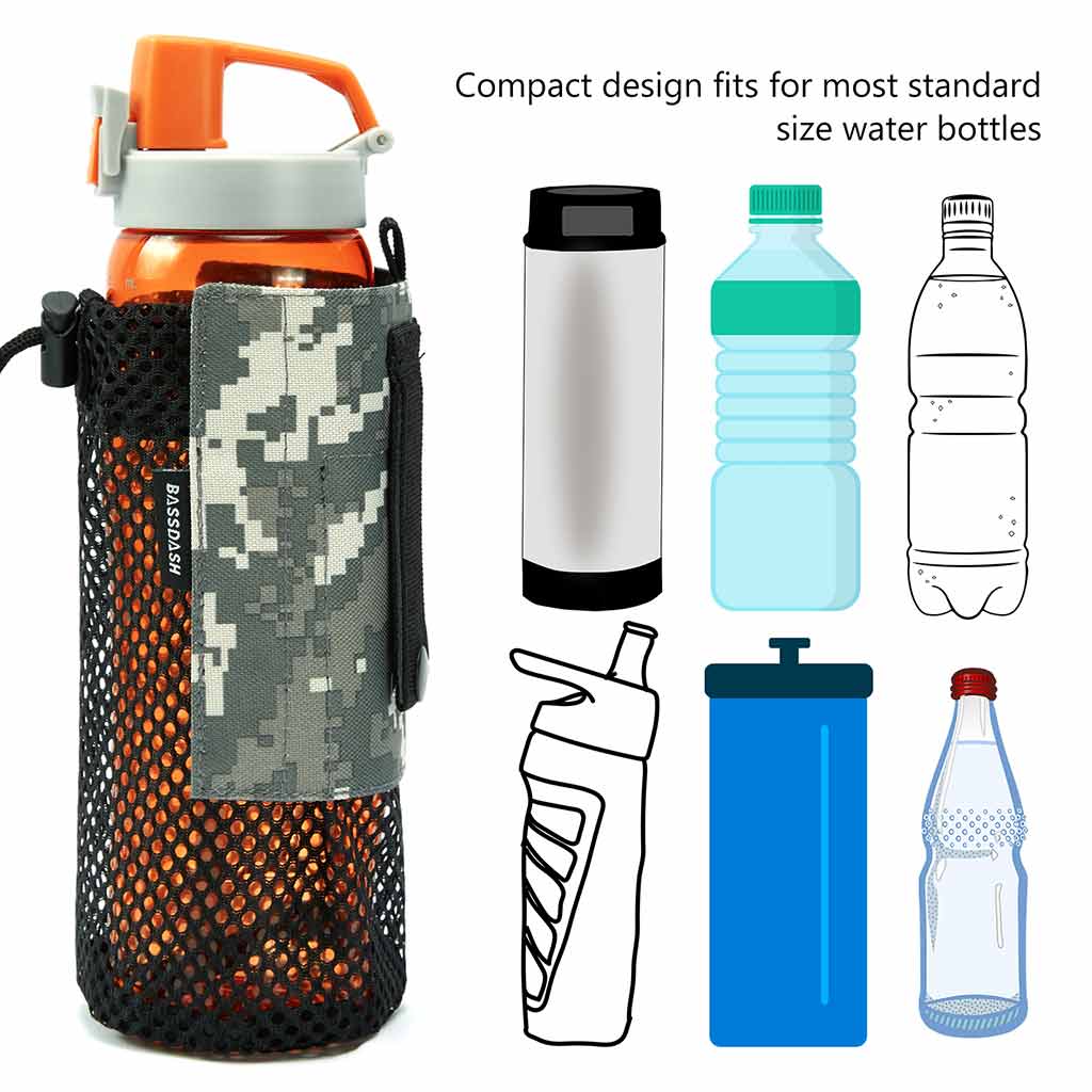 Bassdash Tactical Molle Water Bottle Pouch with Carabiner Foldable