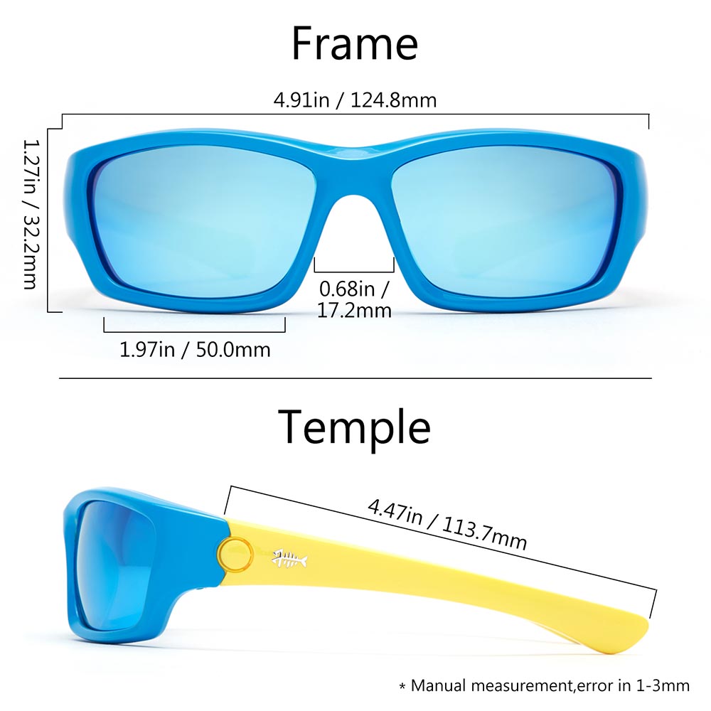 Youth&Kids Polarized UV 400 Protection Sunglasses with Adjustable Strap, Frame – US Flag/Lens – Blue Mirror