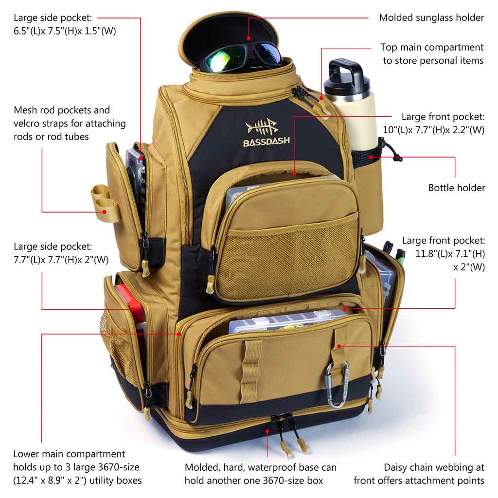 Fishing Tackle Storage Bag Rod Holder Waist Pack Chest Pack for Men S Size  Khaki 