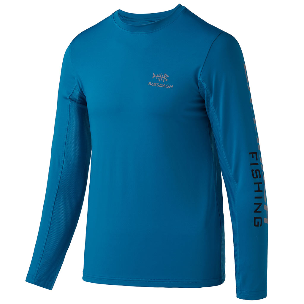 Bassdash UPF 50+ Youth Fishing Shirt Long Sleeve Performance UV Protection Shirt for Boys Girls Heather Grey/Dark Blue Logo / M