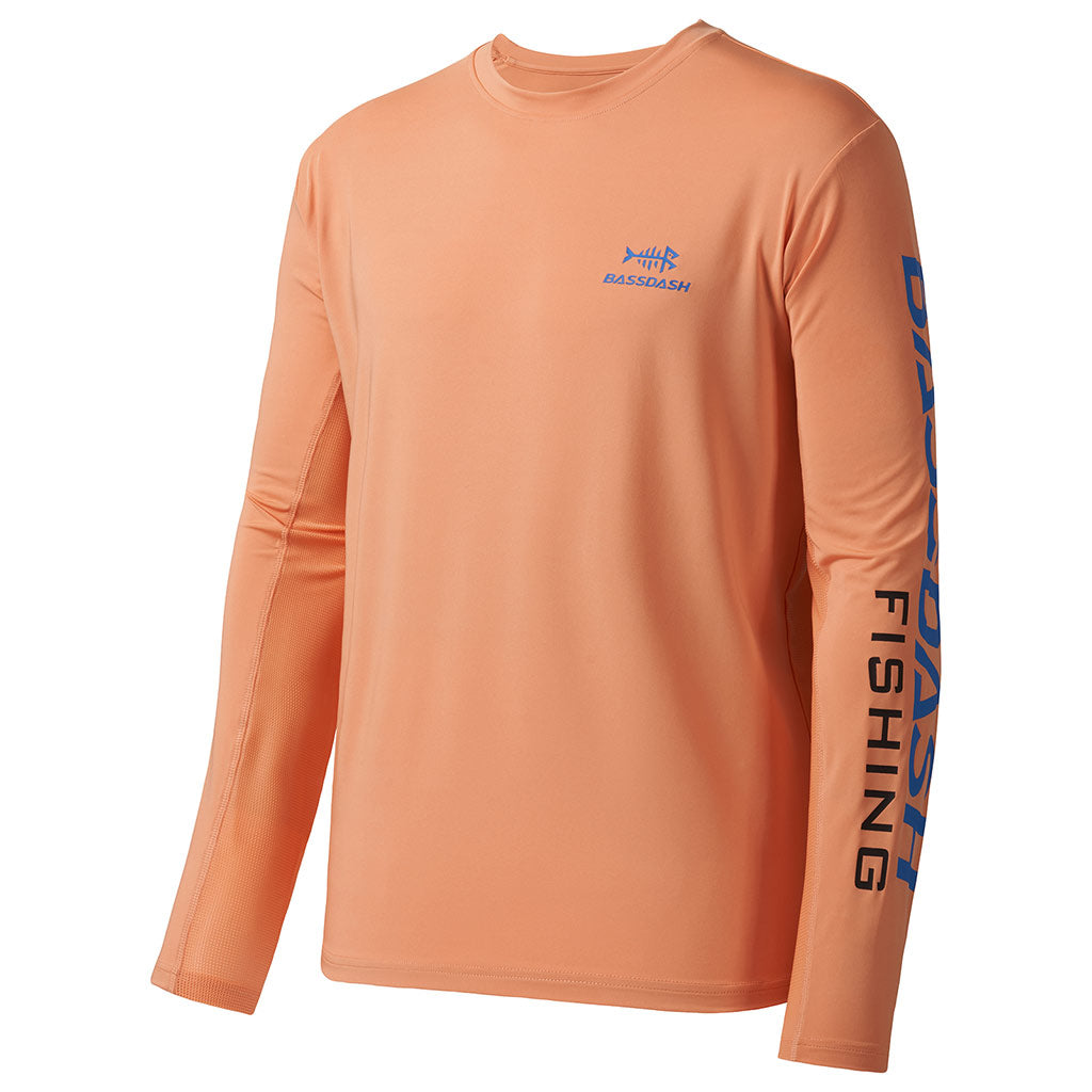 Bassdash UPF 50+ Fishing Hooded Shirt For Men Sun Protection Long Sleeve Performance Hiking Climbing Shirt, Heather Grey/Dark Blue Logo / XL
