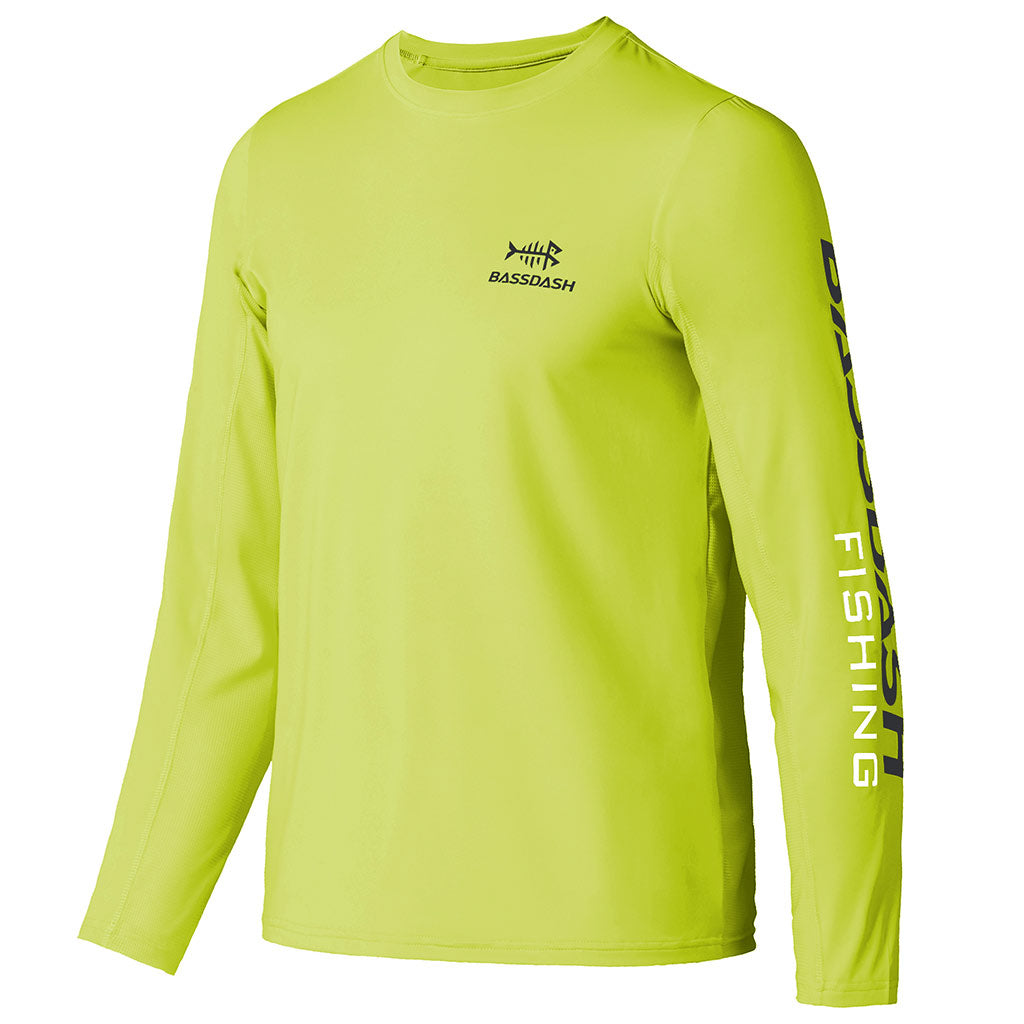 Bassdash UPF 50+ Youth Fishing Shirt Long Sleeve Performance UV Protection Shirt for Boys Girls Pear Green/Dark Grey Logo / M