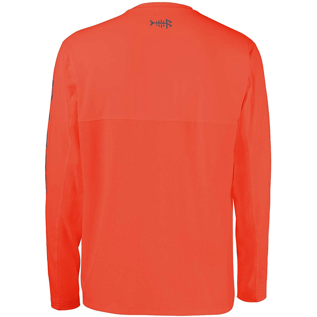 Bassdash Men's UPF 50+ Fishing Shirt Long Sleeve Sun Protection Performance Shirt For Outdoor Sports, Coral Red/Dark Grey Logo / XXL