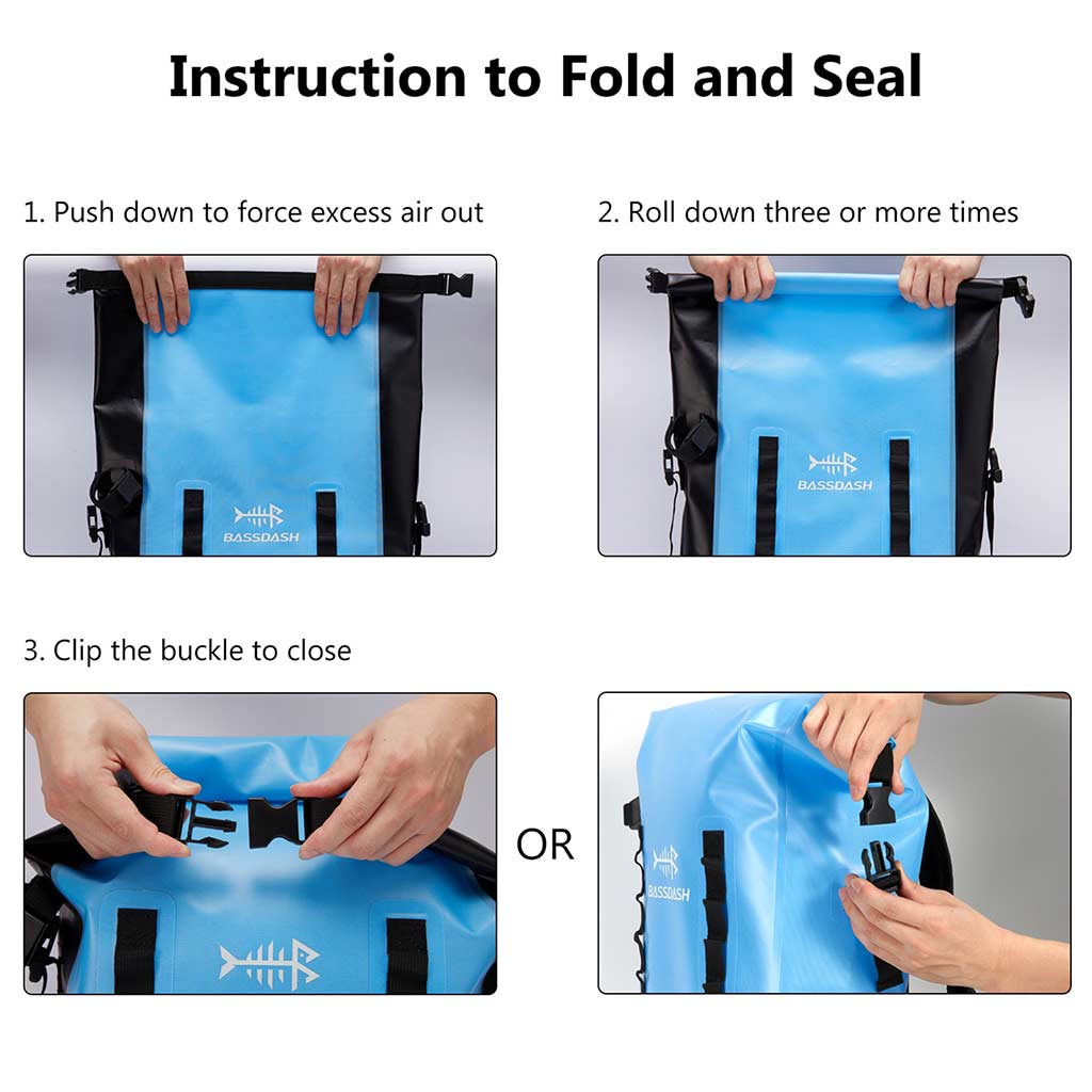 24L Dry Bag Backpack Roll Fishing Bassdash | Waterproof Top Bag