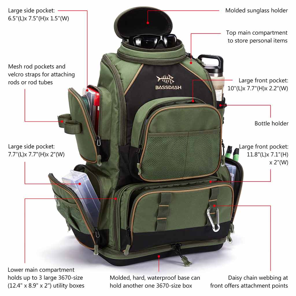 Military Style Fishing Tackle Bag, Water-Resistant Polyester