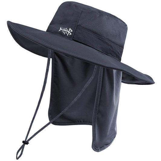 Unisex UPF 50+ Wide Brim Bucket Hat with Detachable Neck Flap FH02 - Bassdash