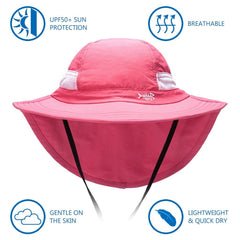 Youth UPF 50+ Sun Hat with Wide Brim Neck Flap Mesh Vent - Bassdash