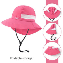 Youth UPF 50+ Sun Hat with Wide Brim Neck Flap Mesh Vent - Bassdash