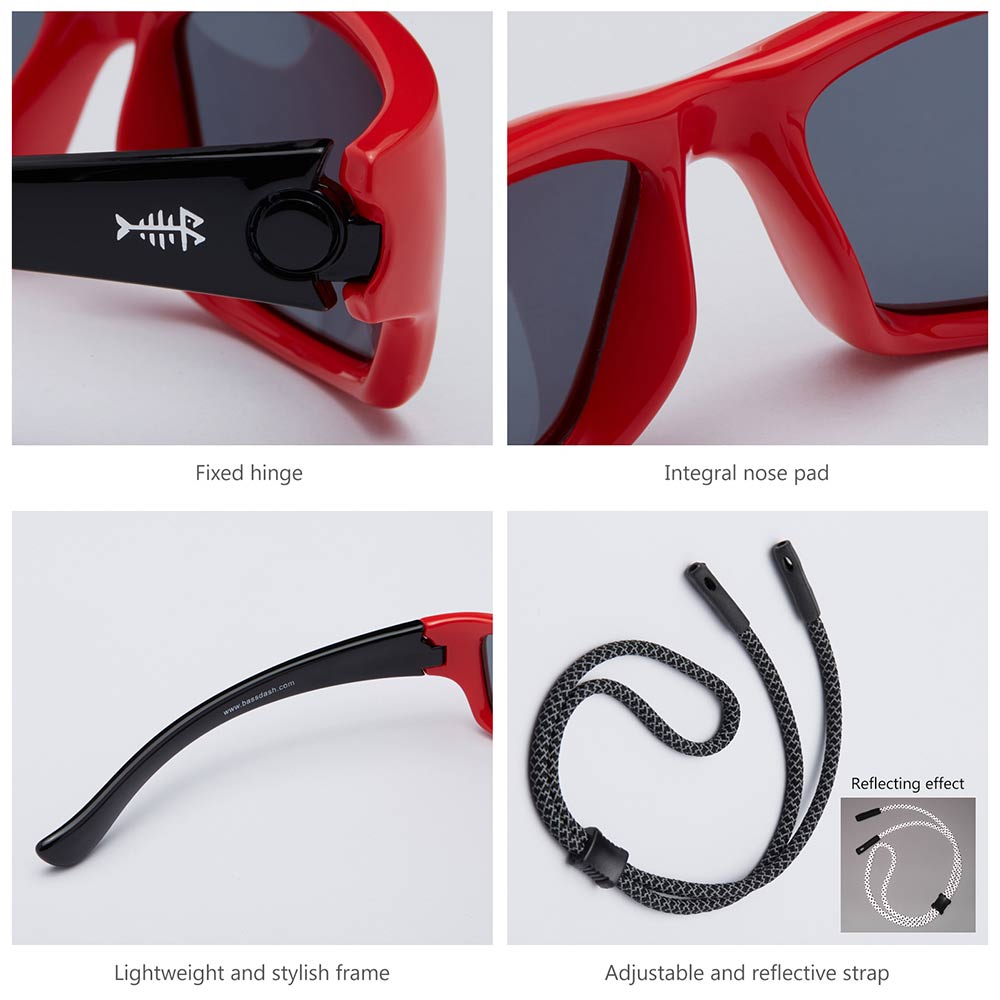 Youth Polarized Fishing Sunglasses with Adjustable Strap | Bassdash Frame – Blue & Yellow/Lens – Blue Mirror